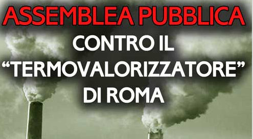 Cittadini in assemblea pubblica contro il 'termovalorizzatore' di Roma