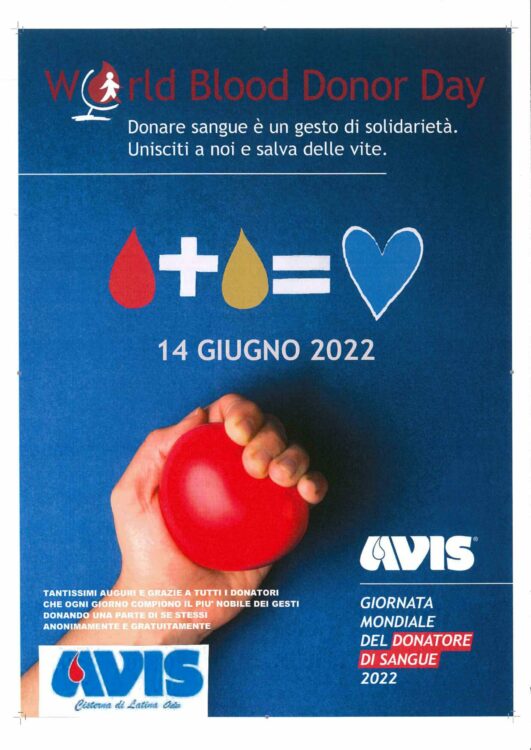 14 giugno, Giornata mondiale del donatore di sangue