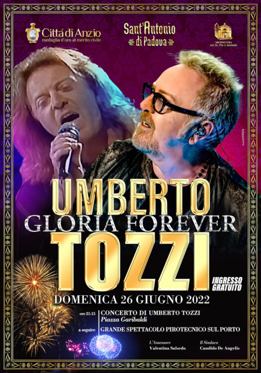 “Gloria Forever”, il 26 giugno ad Anzio il grande concerto di Umberto Tozzi