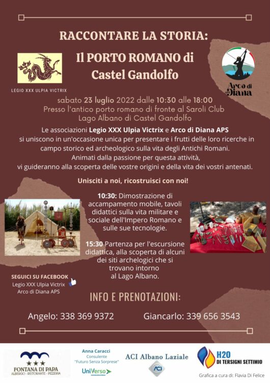 'Il porto romano di Castel Gandolfo': una giornata con le associazioni Arco di Diana e Legio XXX Ulpia Victrix