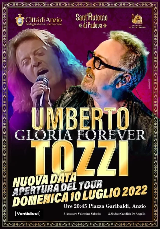 Domenica ad Anzio al via il tour italiano di Umberto Tozzi “Gloria Forever”