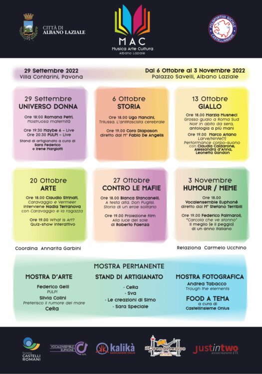 Albano: torna il Mac, il festival di Musica, Arte e Cultura. 6 eventi dal 29 settembre al 3 novembre