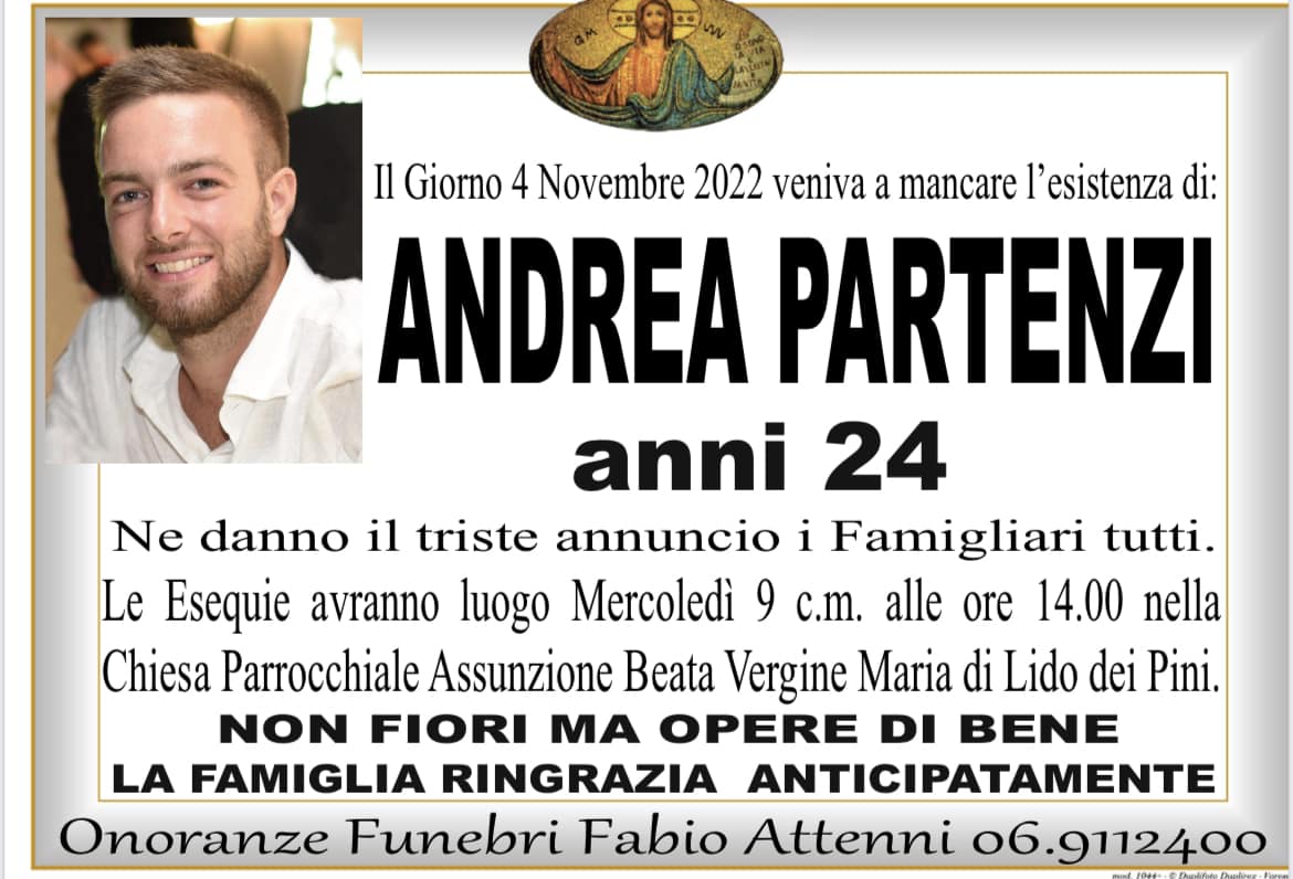 Domani a Lido dei Pini i funerali di Andrea Partenzi, vittima di incidente