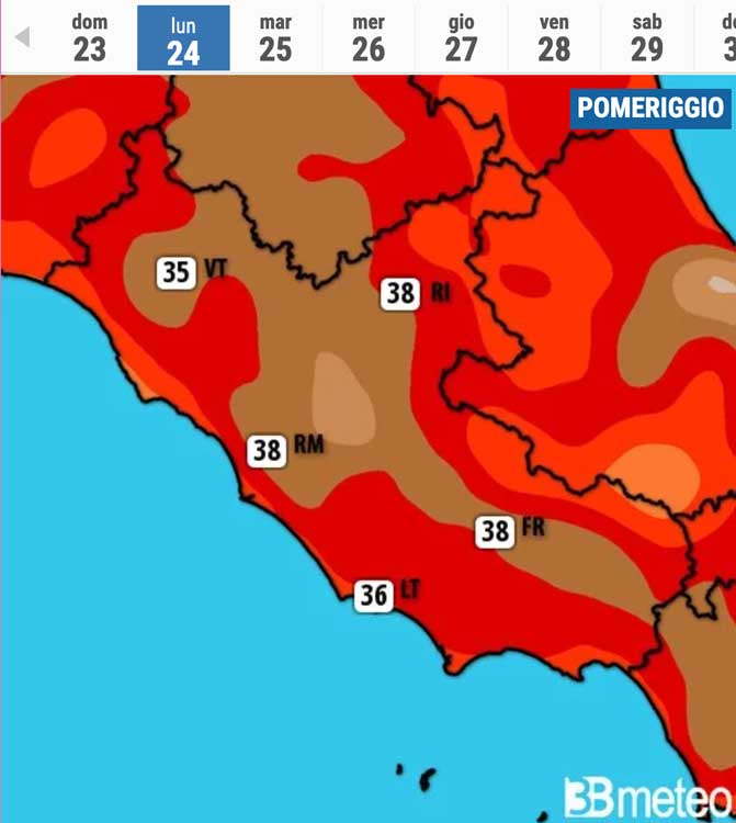 meteo temperature roma latina