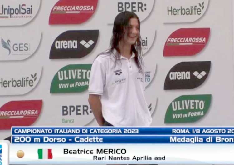 Campionati Italiani di nuoto, medaglia di bronzo per Beatrice Merico di Anzio