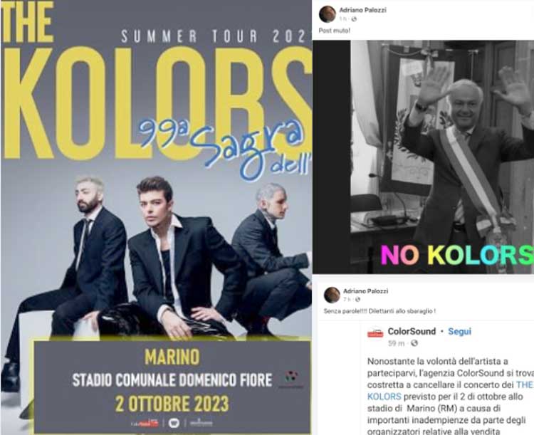 Marino, scintille tra il sindaco Cecchi e l'ex Palozzi sul concerto dei The Kolors