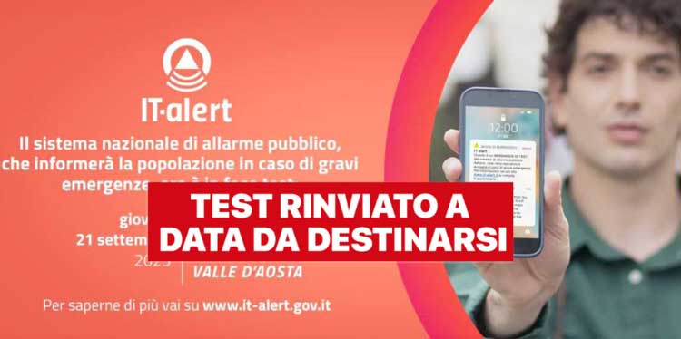 Rinviato (causa maltempo) il test Alert per i cellulari del Lazio di giovedì 21 settembre