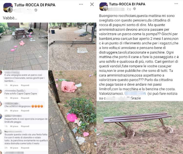 Rocca di Papa, il parco 'La Pompa' è sporco e senza giochi per i bimbi: i commenti impietosi delle mamme rocchiggiane