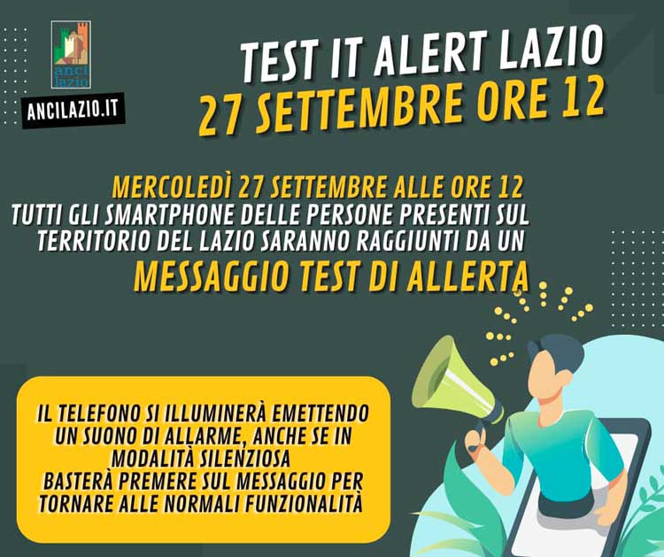 Confermato il Test Alert sui telefoni cellulari del Lazio: premere sul messaggio per bloccare il suono