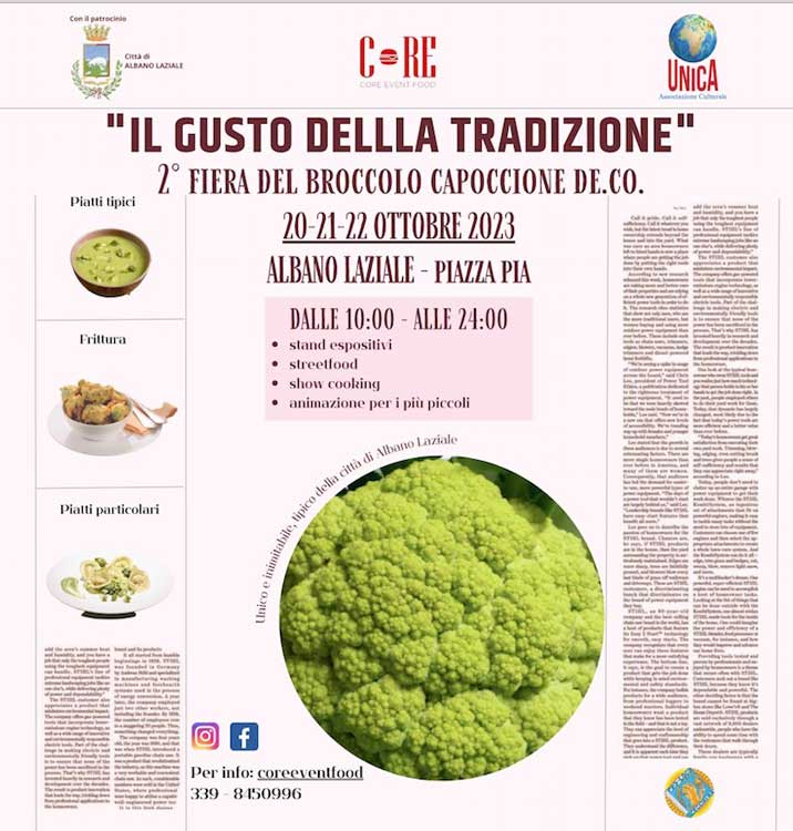 Albano celebra il Broccolo Capoccione, eccellenza locale, con 3 giorni di festa. Tutte le info