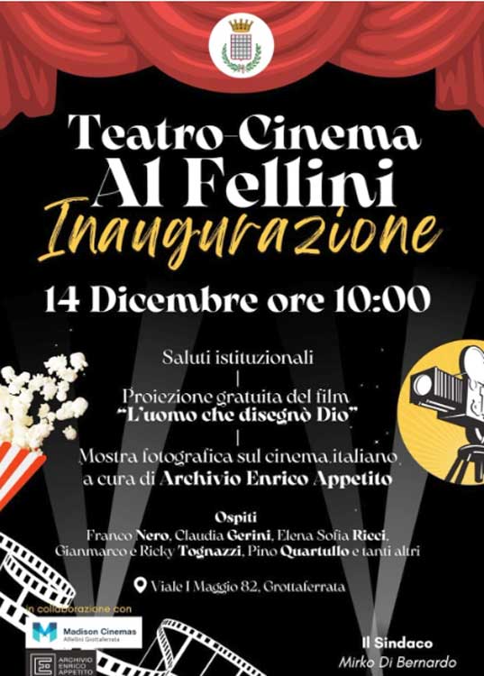 Grottaferrata, riapre il cinema AlFellini con la parata di vip: da Claudia Gerini a Gianmarco e Ricky Tognazzi...