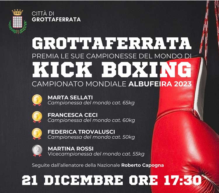 Grottaferrata premia quattro campionesse di kick boxing dei Castelli Romani