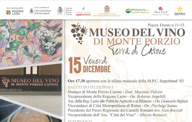 A Monte Porzio torna 'Catone Divino' versione pre-natalizia: festa anche per il nuovo Museo del Vino