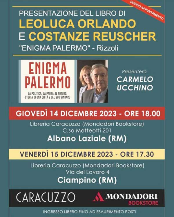 Leoluca Orlando ad Albano e Ciampino per presentare il suo ultimo libro, 'Enigma Palermo'