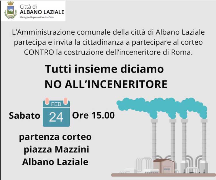 Albano-Ariccia, al corteo contro l'inceneritore di Roma sindaci e cittadini dei Castelli Romani