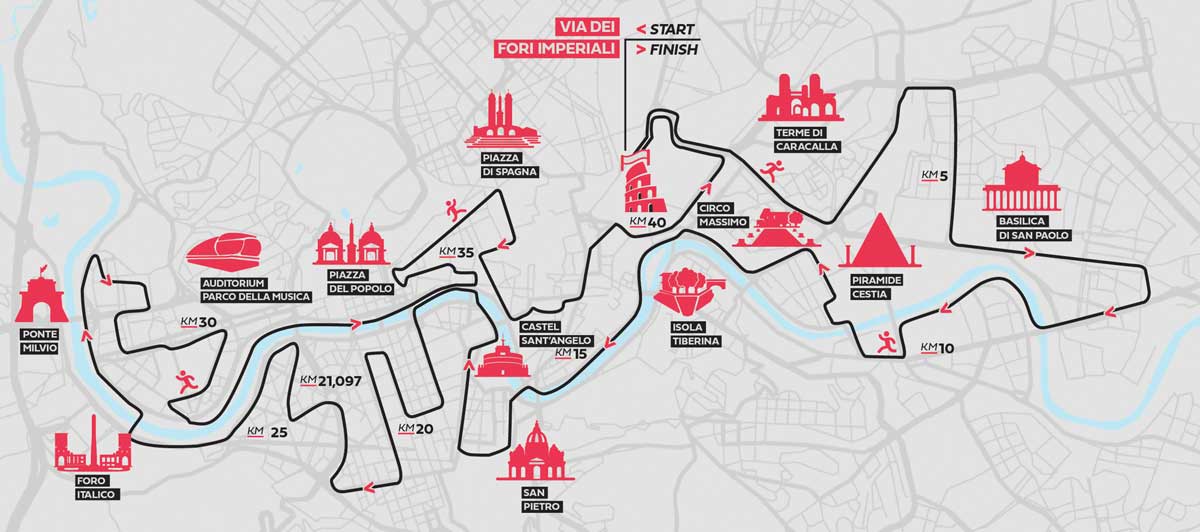 Mappa della 29esima Maratona di Roma