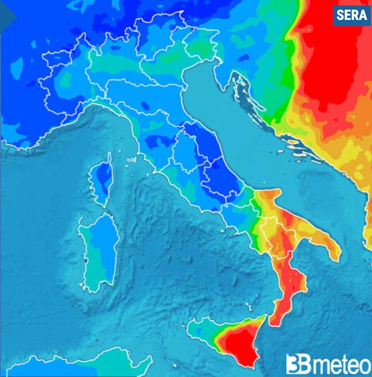 Mappa Italia 3bMeteo PM10 la sera del 1° aprile