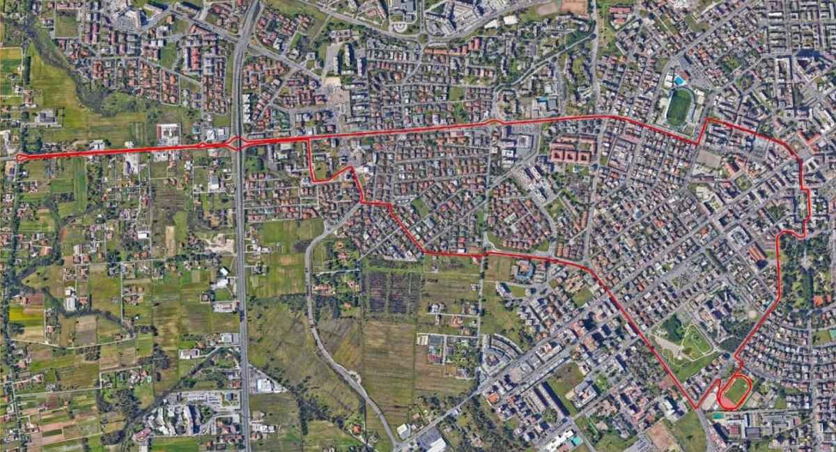 mappa del percorso della mezza maratona di Latina