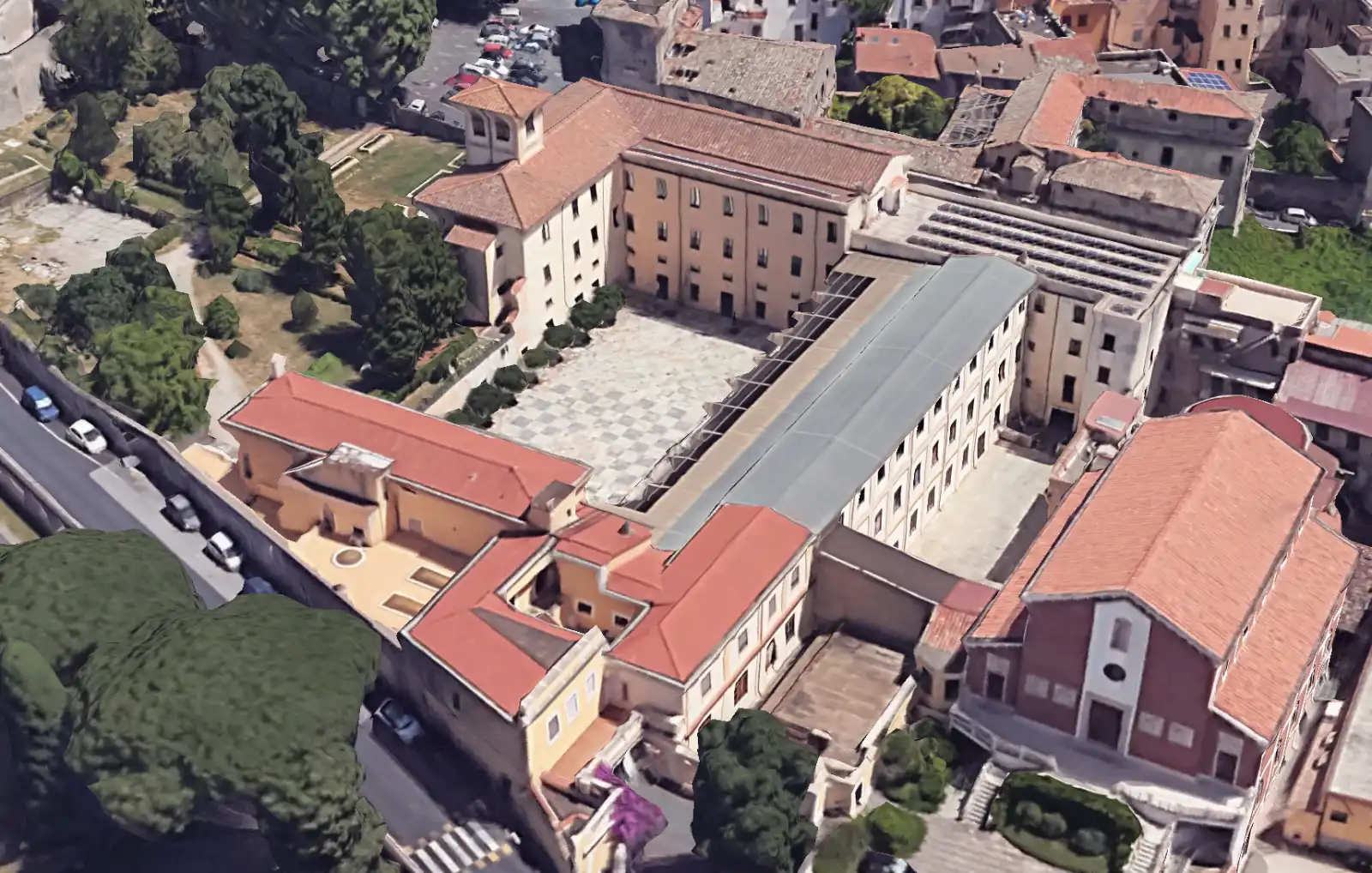 Vista dall'alto dell'Istituto San Leonardo Murialdo di Albano (Google map 3D con ausilio AI)
