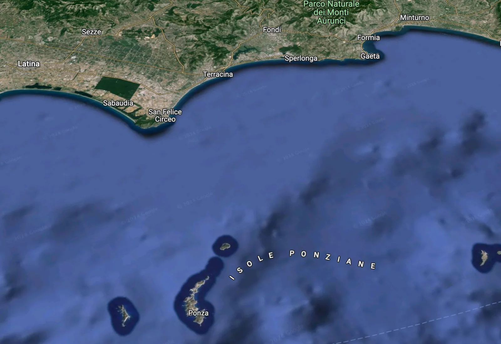 Mappa delle spiagge della provincia di Latina (Google map 3D con ausilio AI)