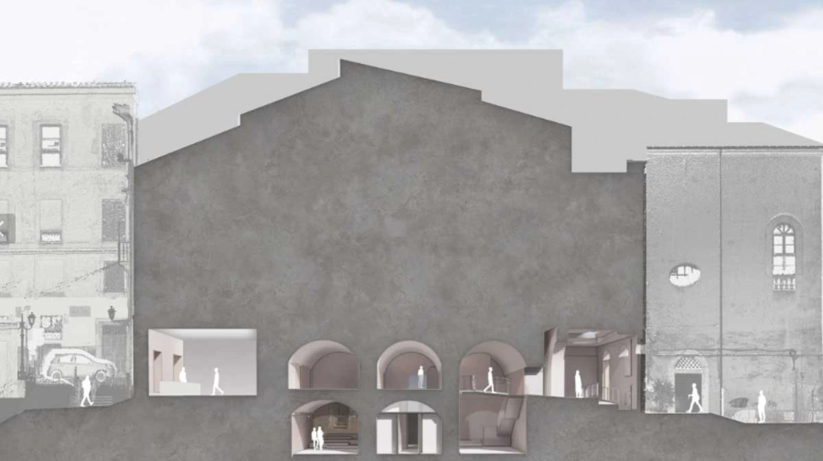 Rendering di come saranno accessibili i seminterrati di Palazzo Savelli di Albano