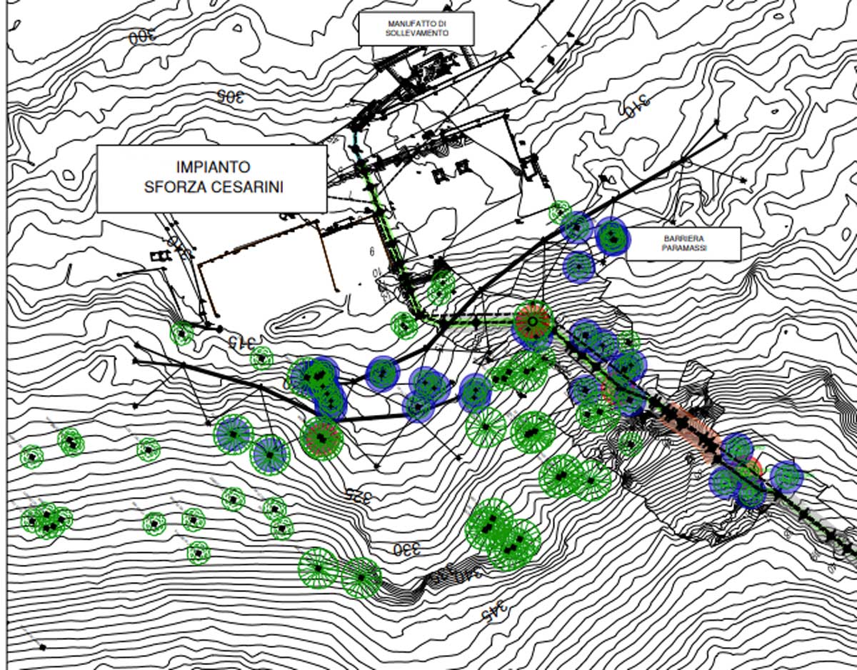 Mappa abbattimento alberi per i Lavori condotta idrica lago di CAstel Gandolfo