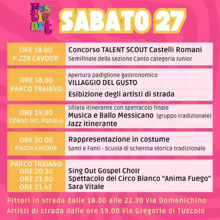 il programma del 27 luglio