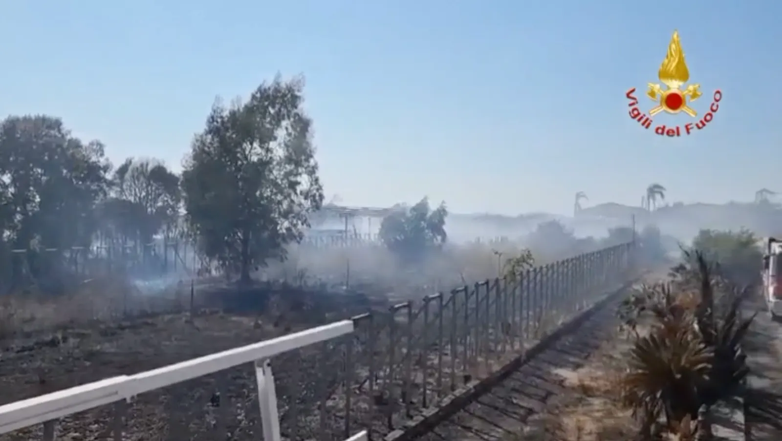 Immagini dell'incendio presso attività di floricultura a Sabaudia