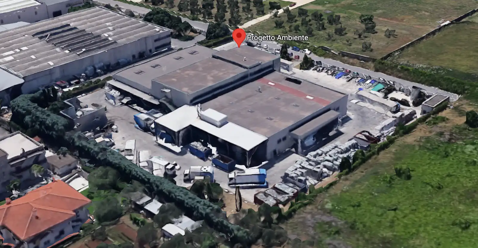 Veduta della sede della Progetto Ambiente Aprilia (Google Maps 3d con ausilio AI)