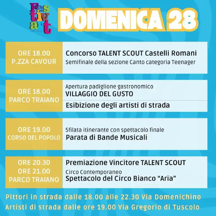 il programma del 28 luglio