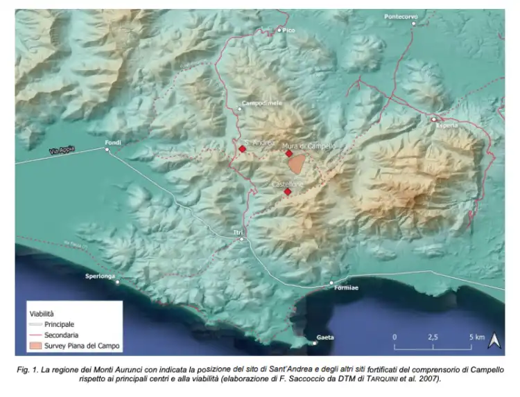 La mappa dell'area archeologica di Sant'Andrea, dove sono state ritrovate le ossa umane