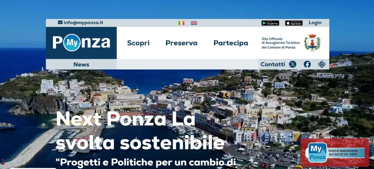 home page del portale myponza.it