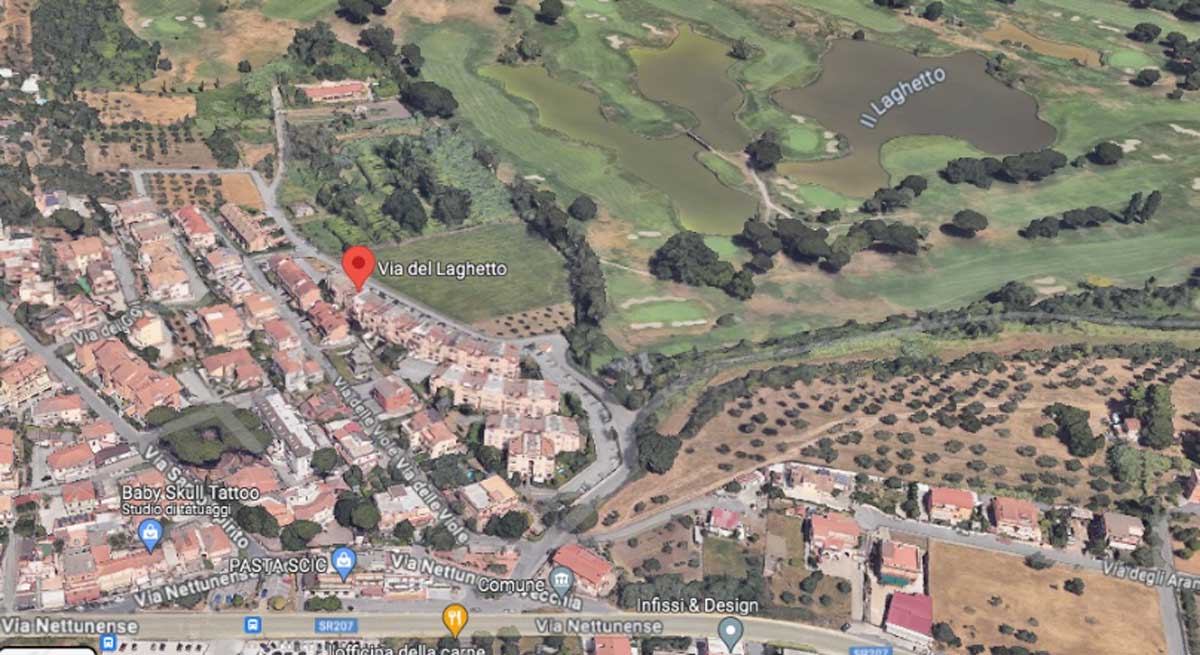 La mappa di Google Maps della zona di Pavona di Castel Gandolfo in cui è attivo il campo da golf