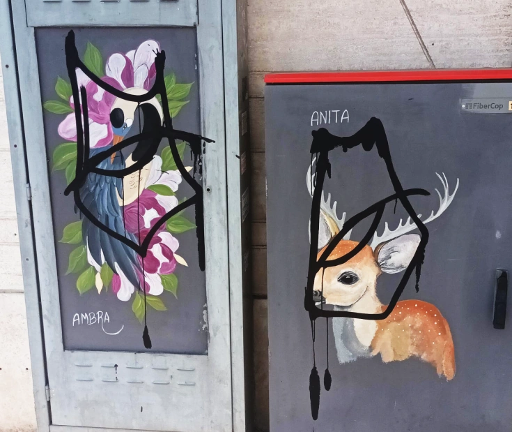 disegni danneggiati in Via dei Lauri