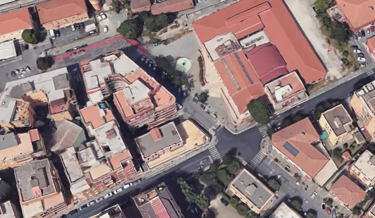 Ciampino, la zona dove dovrebbe sorgere la nuova Casa delle Associazioni (Google Maps 3D con ausilio AI)