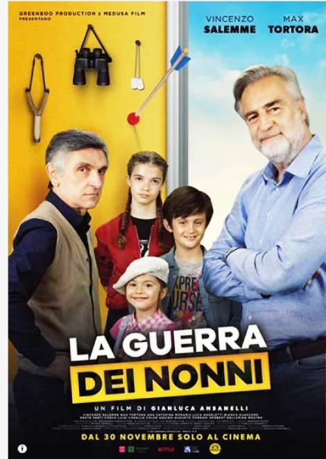 Locandina del filma "La guerra dei nonni" con Max Tortora e Vincenzo Salemme